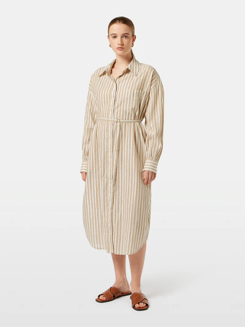 Striped Midi Shirt Dress - Desert Sand U00622T