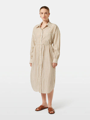 Striped Midi Shirt Dress - Desert Sand U00622T