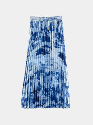 Pleated Printed Skirt - Journey of the Free Mind Blue 177643