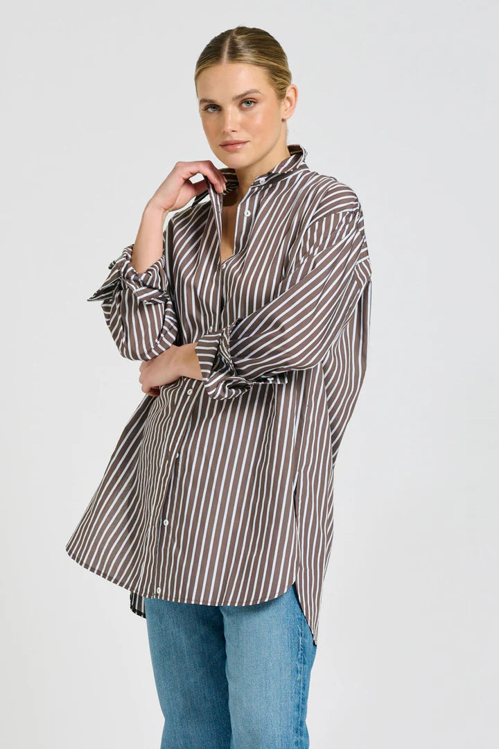 Boyfriend Shirt - Chocolate Stripe
