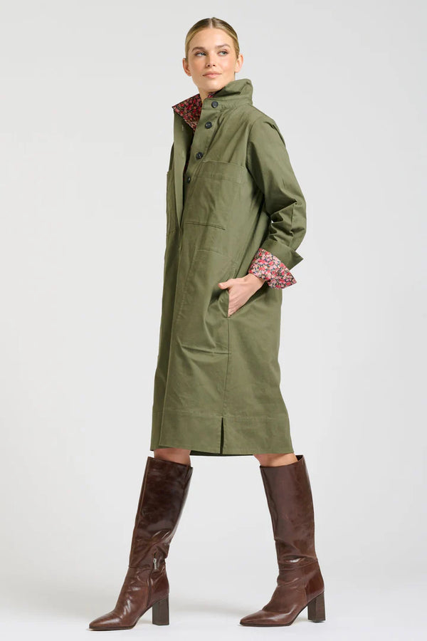 Jane Utility Popover Dress - Khaki