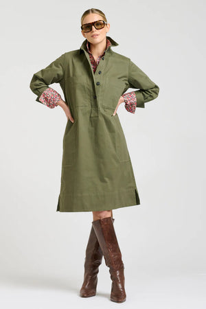 Jane Utility Popover Dress - Khaki