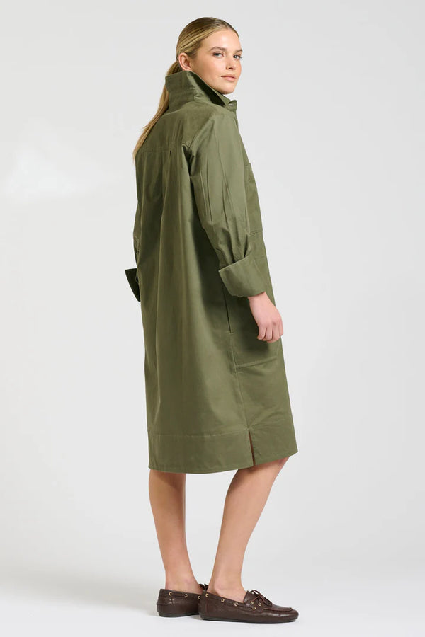 Jane Utility Popover Dress - Khaki
