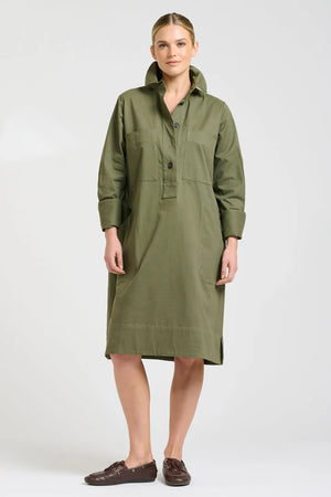 Jane Utility Popover Dress - Khaki