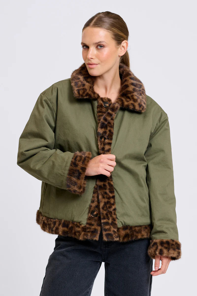 Leopard Faux Fur reversable Jacket