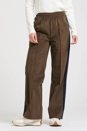 Lucile Velvet Twill Pant  Chocolate - French Navy/ Ruby Stripe