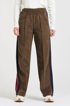 Lucile Velvet Twill Pant  Chocolate - French Navy/ Ruby Stripe