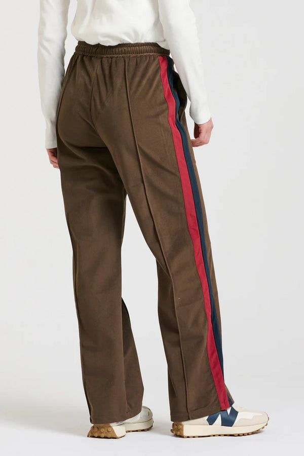 Lucile Velvet Twill Pant  Chocolate - French Navy/ Ruby Stripe