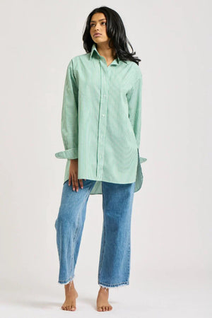 The Boyfriend Oversized Shirt - Forest Stripe