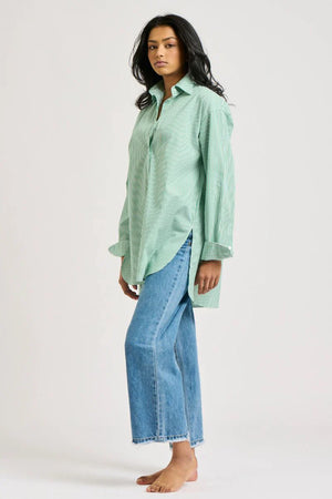 The Boyfriend Oversized Shirt - Forest Stripe