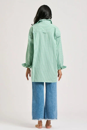 The Boyfriend Oversized Shirt - Forest Stripe