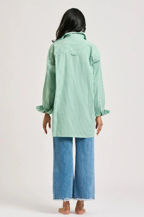 The Boyfriend Oversized Shirt - Forest Stripe