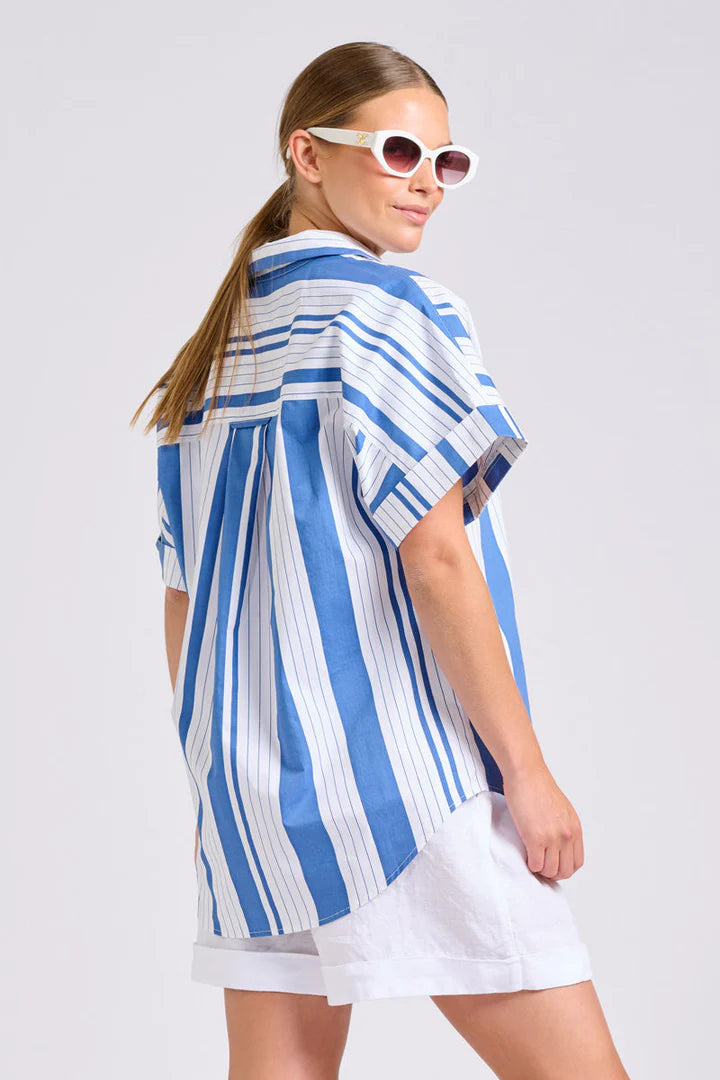 The Ella Shirt-Azure Retro Stripe
