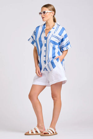 The Ella Shirt-Azure Retro Stripe