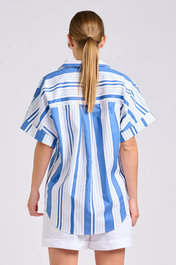 The Ella Shirt-Azure Retro Stripe