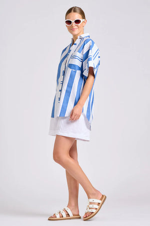 The Ella Shirt-Azure Retro Stripe