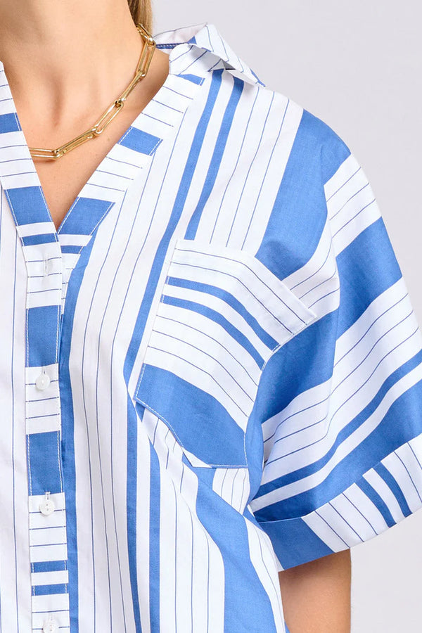 The Ella Shirt-Azure Retro Stripe