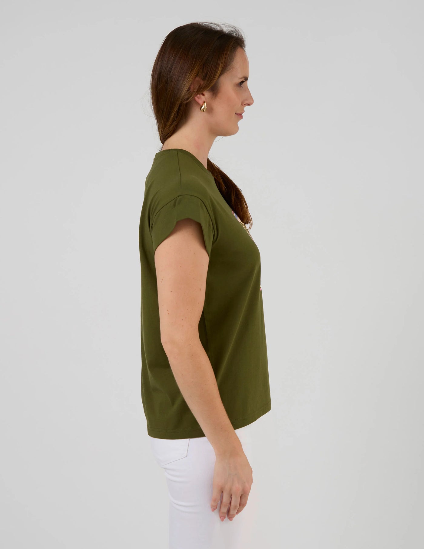 Cuff Tee - Khaki Palm