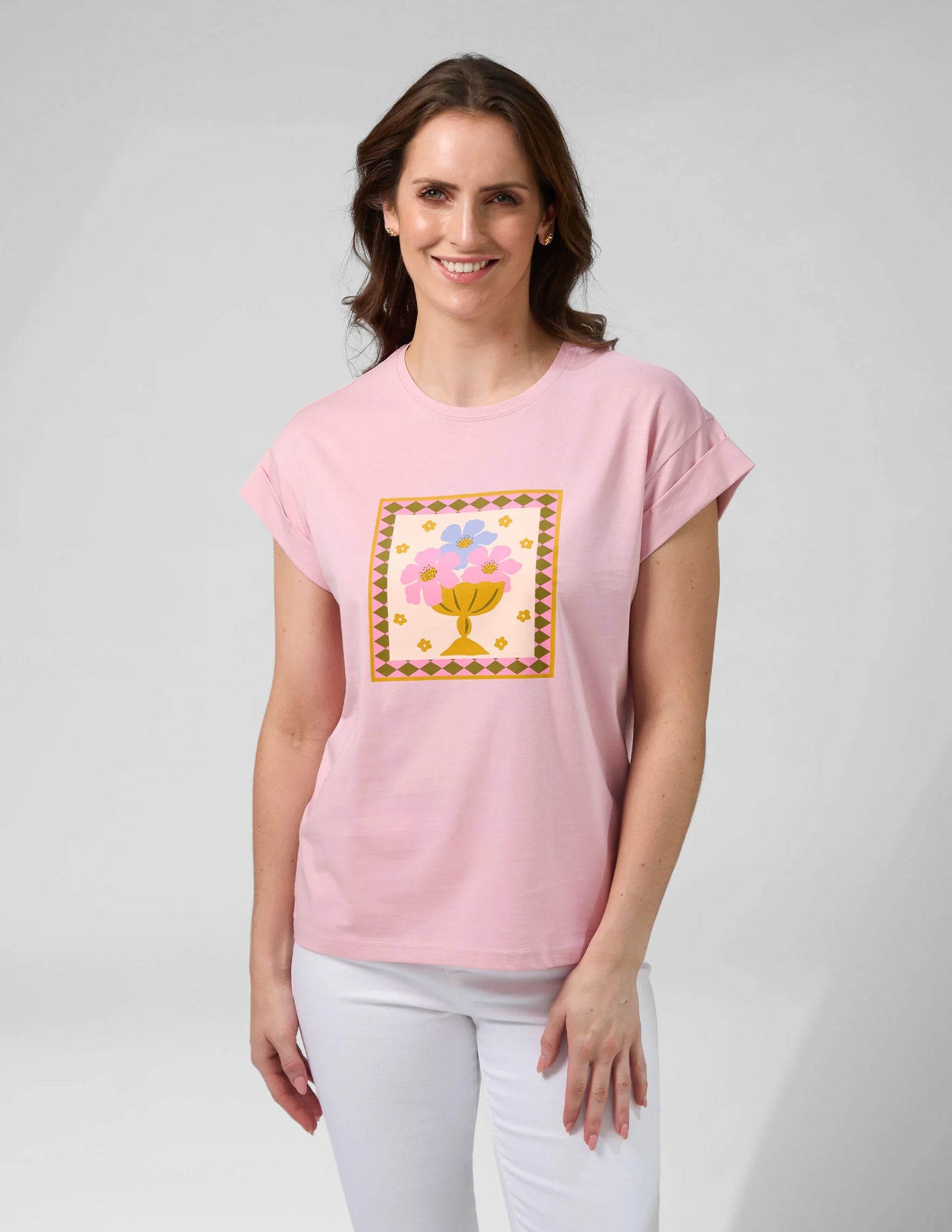 Cuff Tee - Mauve Jardin Tile
