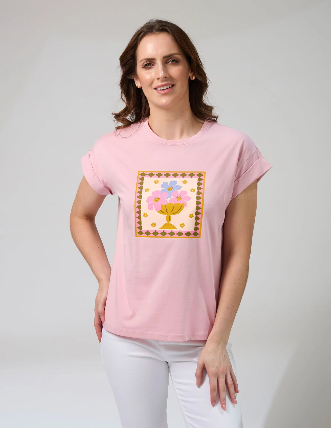 Cuff Tee - Mauve Jardin Tile