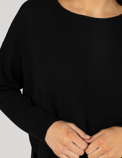 closer look of Halle Knit Top - Black fabric