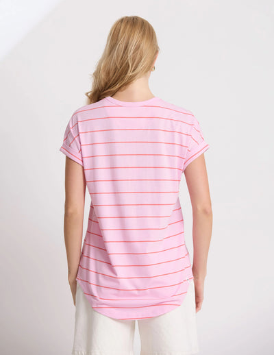 Soho Cuff V Tee - Candy & Red Stripe