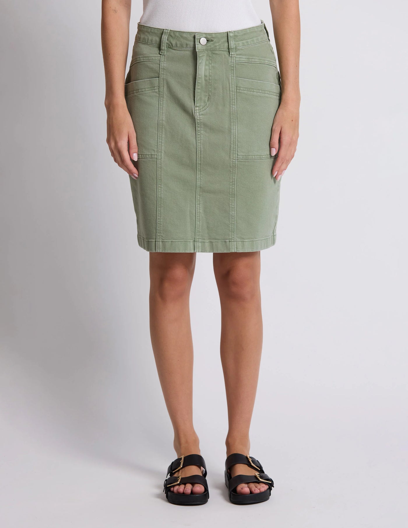 Strike Skirt - Khaki Denim