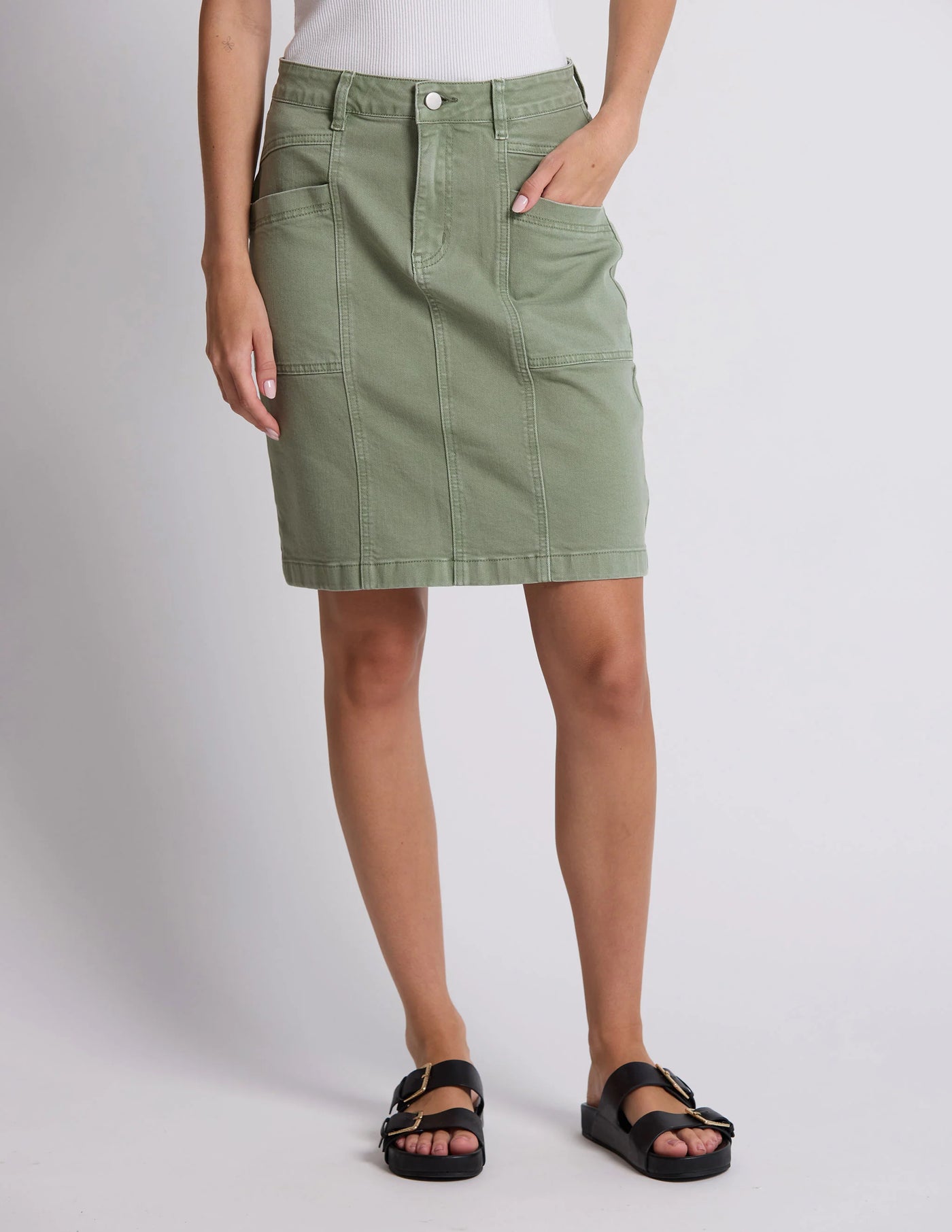 Strike Skirt - Khaki Denim