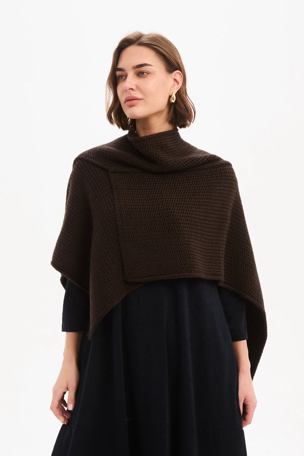 Asymmetric Wrap Knit Chocolate