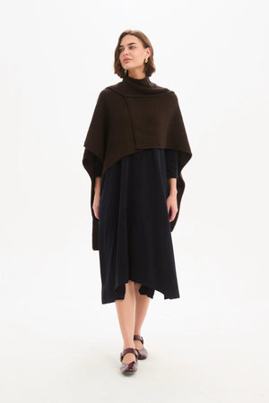 Asymmetric Wrap Knit Chocolate