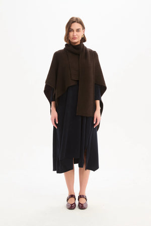 Asymmetric Wrap Knit Chocolate