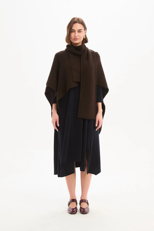 Asymmetric Wrap Knit Chocolate