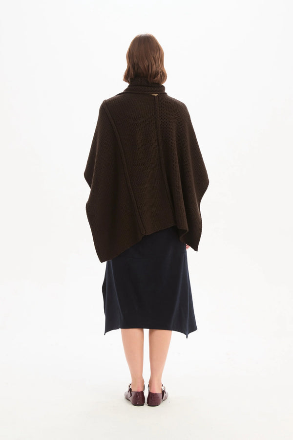 Asymmetric Wrap Knit Chocolate
