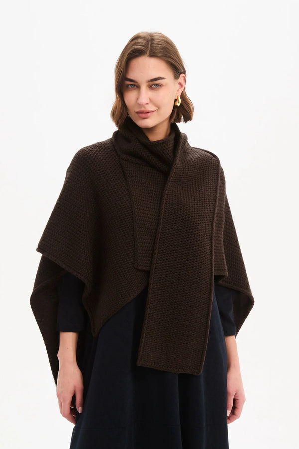 Asymmetric Wrap Knit Chocolate