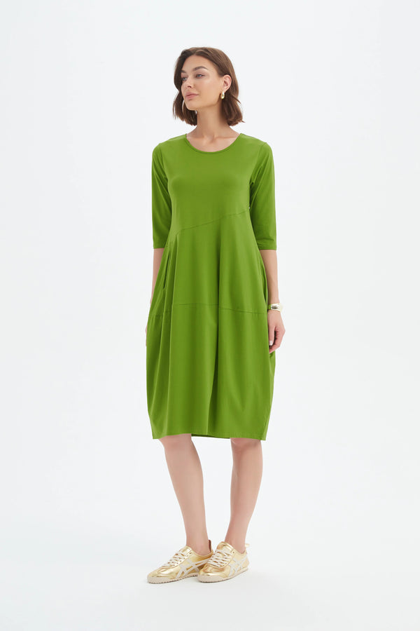 Diagonal Seam Summer Dress - Avocado