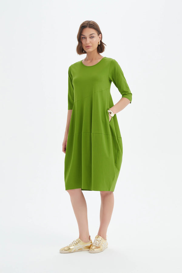 Diagonal Seam Summer Dress - Avocado
