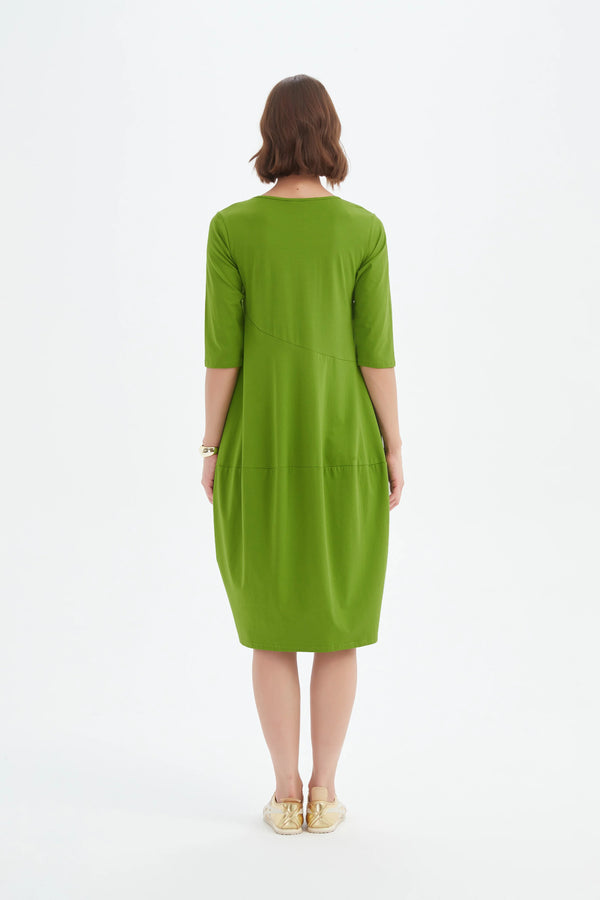 Diagonal Seam Summer Dress - Avocado