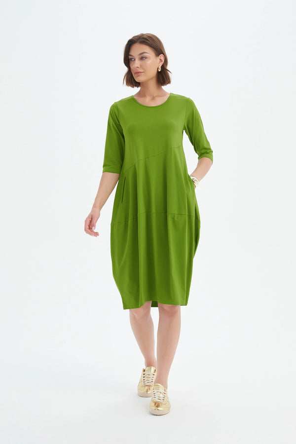 Diagonal Seam Summer Dress - Avocado