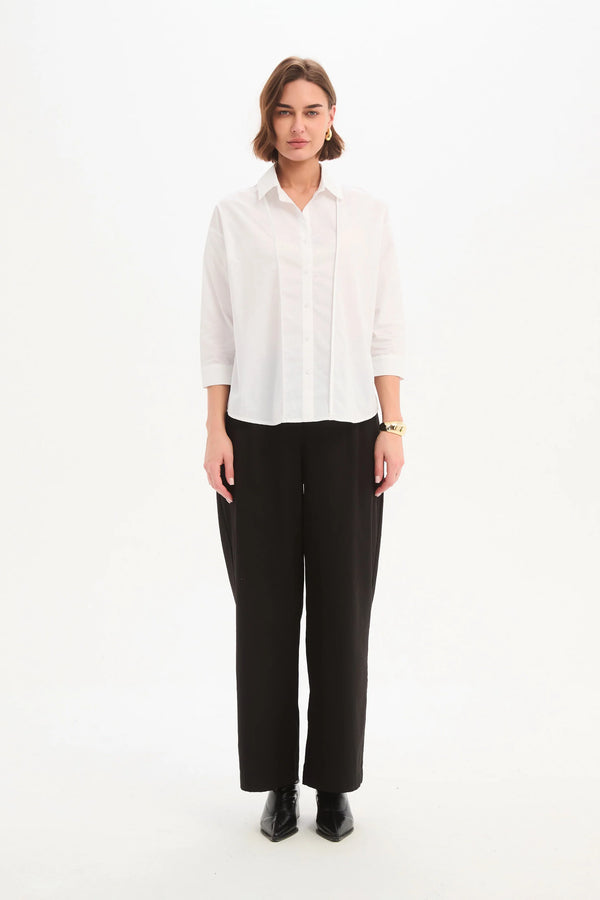 Panel Front Bind Shirt - White