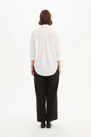 Panel Front Bind Shirt - White