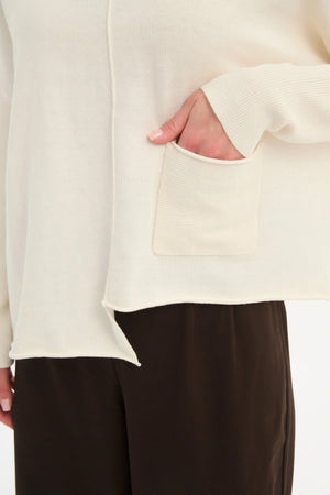 Roll Hem Pocket Knit - Cream
