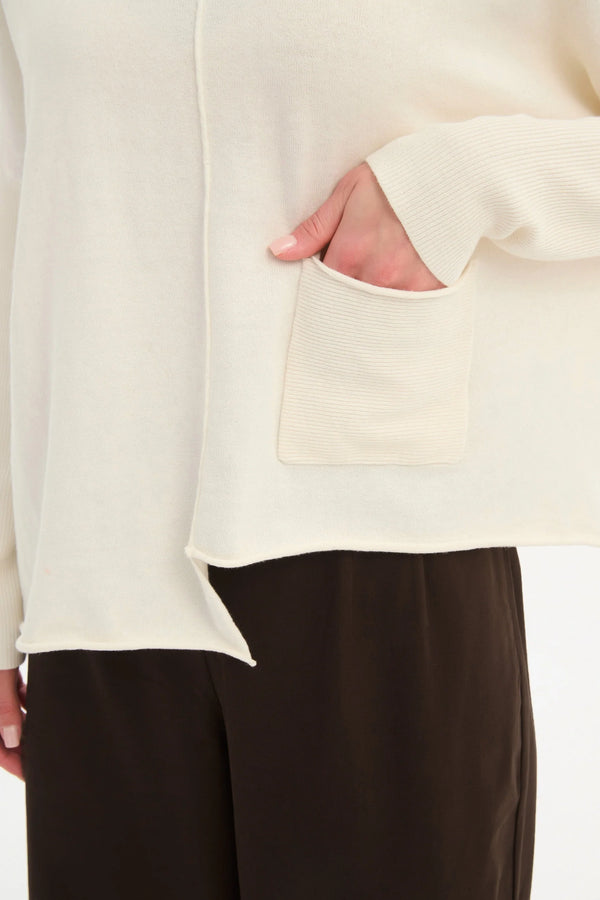 Roll Hem Pocket Knit - Cream