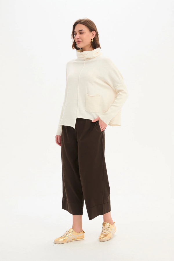 Roll Hem Pocket Knit - Cream