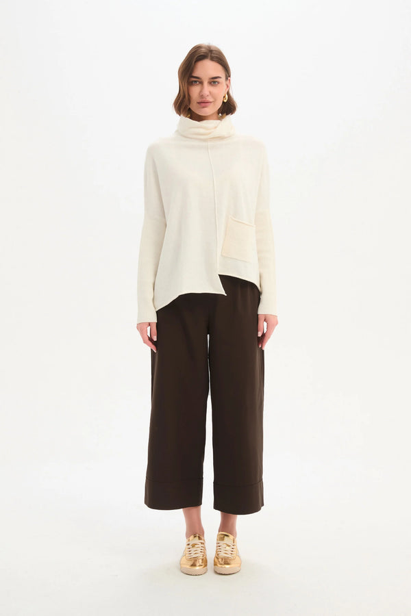 Roll Hem Pocket Knit - Cream