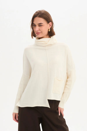 Roll Hem Pocket Knit - Cream