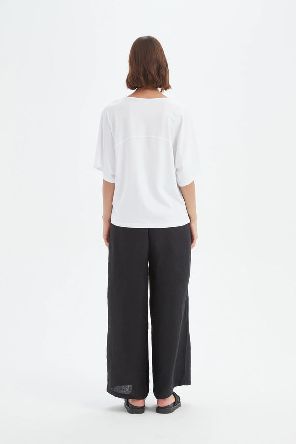 Wide Sleeve Yoke Tee - White