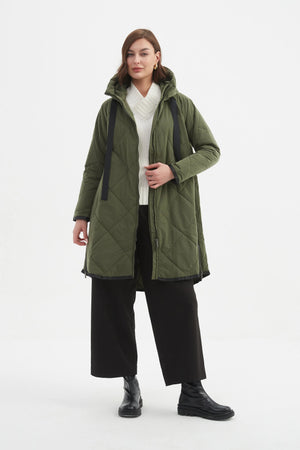 Zip Hem Winter Coat - Dark Olive