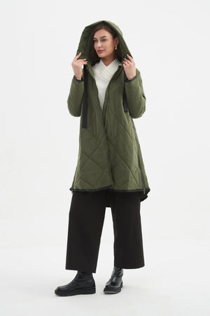 Zip Hem Winter Coat - Dark Olive