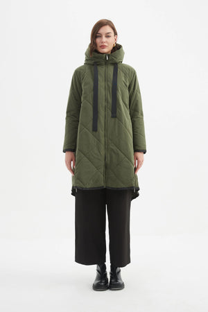 Zip Hem Winter Coat - Dark Olive