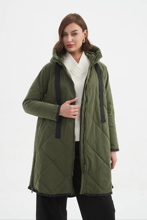 Zip Hem Winter Coat - Dark Olive
